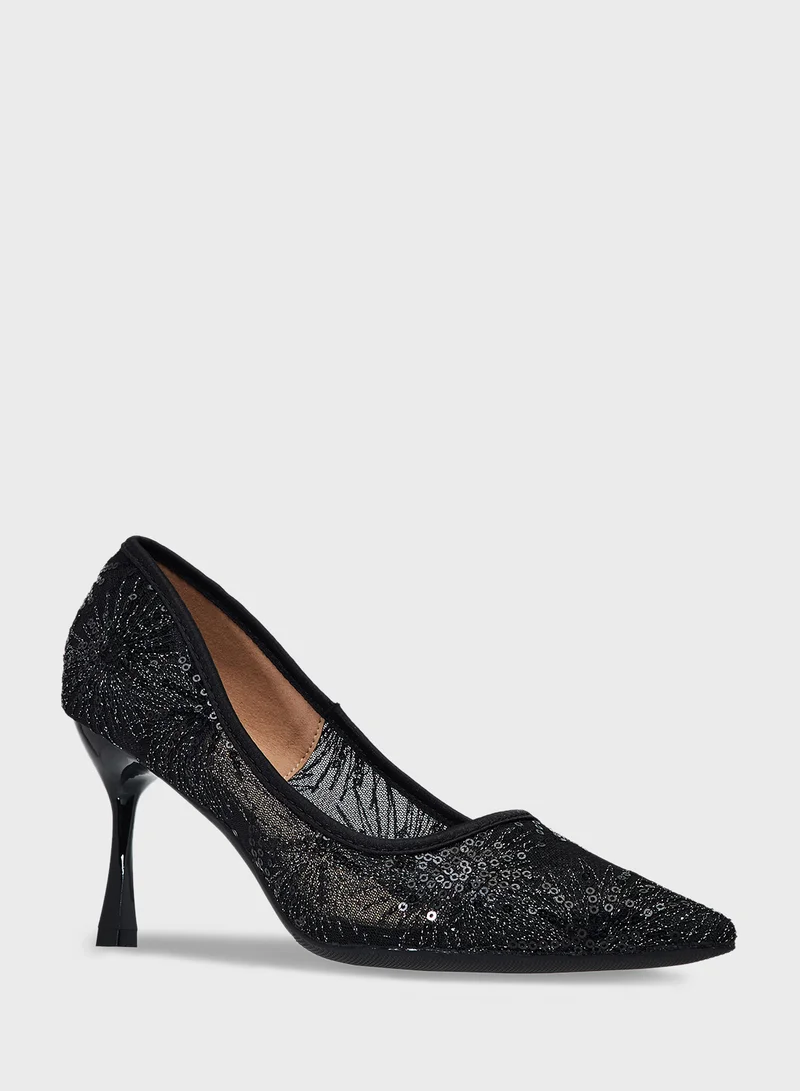 Ginger High Heeled Glitter Pump
