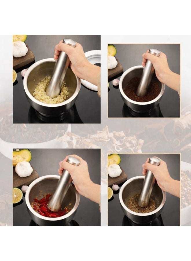 Heavy-duty solid metal grinder - a manual mortar and pestle for spices and seasonings made of genuine metal - durable, rust and scratch resistant for heavy-duty kitchen use (l) - Image 2