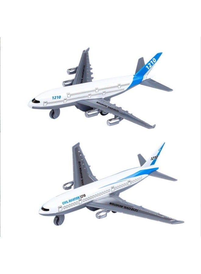 Children's Alloy Huili Aircraft Airplane Model 1210-918 Simulation Alloy Aircraft Small Hot Car Toy Male-Color:Alloy Passenger Machine 2-piece Set - Image 5