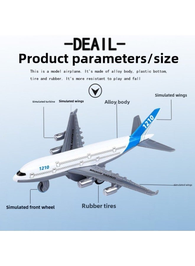 Children's Alloy Huili Aircraft Airplane Model 1210-918 Simulation Alloy Aircraft Small Hot Car Toy Male-Color:Alloy Passenger Machine 2-piece Set - Image 4
