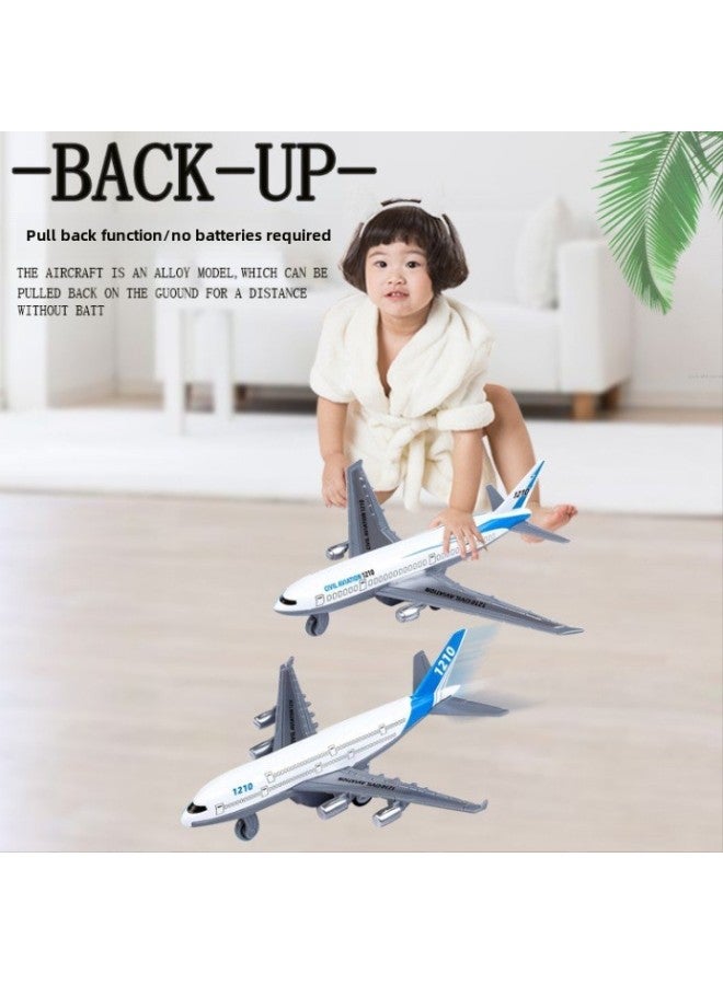 Children's Alloy Huili Aircraft Airplane Model 1210-918 Simulation Alloy Aircraft Small Hot Car Toy Male-Color:Alloy Passenger Machine 2-piece Set - Image 3