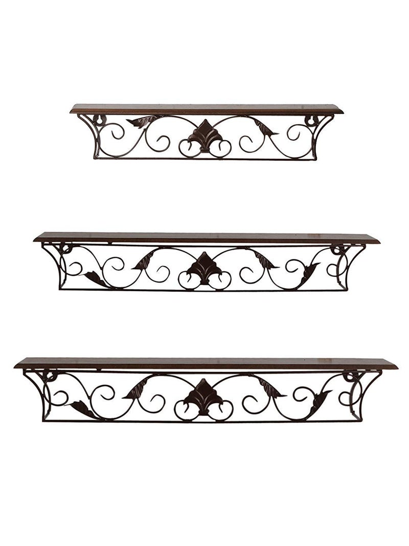 CRAFTCASTLE Beautiful Iron & Wooden Wall Corner Rack 3 Shelf, Shelves, Mount for Office & Home Decor Product (Wall Shelf) - Image 3