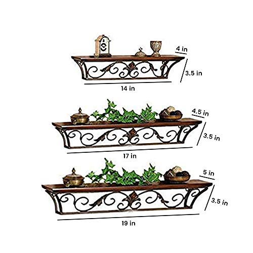 CRAFTCASTLE Beautiful Iron & Wooden Wall Corner Rack 3 Shelf, Shelves, Mount for Office & Home Decor Product (Wall Shelf) - Image 4