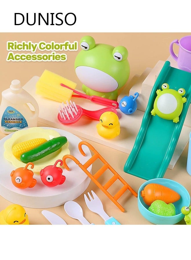 Pretend Play Kitchen Sink Toys Kids Sink Toys with Running Water and Upgraded Electric Faucet, Play Kitchen Toy Accessories, Pool Floating Fishing Toys for Water Play, Kids Role Play Dishwasher Toy - Image 4