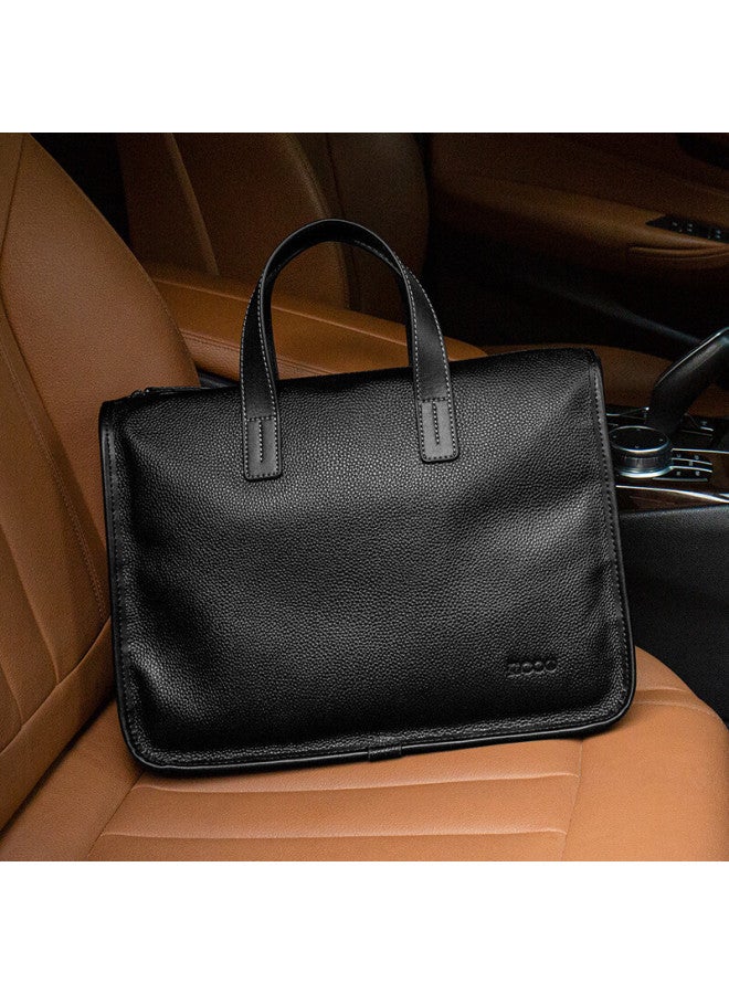 Cow Genuine Leather Briefcase For Men, Top-grain Cowhide Handbag, Laptop Bag, C-8620, Elegant Black, 14 Inches - Image 4