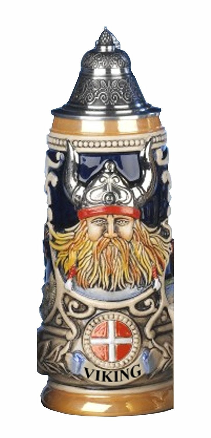 King German Beer Stein Viking stein Leif the red Erikssen 0.5 liter tankard, beer mug KI 303-V 0,5L