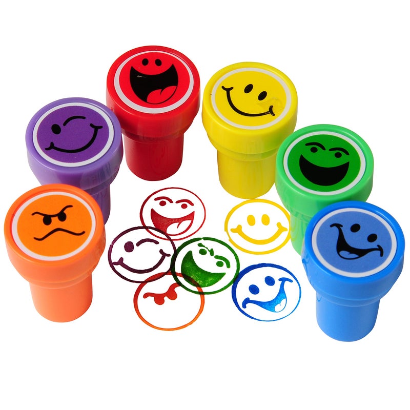 U.S. Toy Happy Face Ink Stampers - 6 Pieces - Image 2