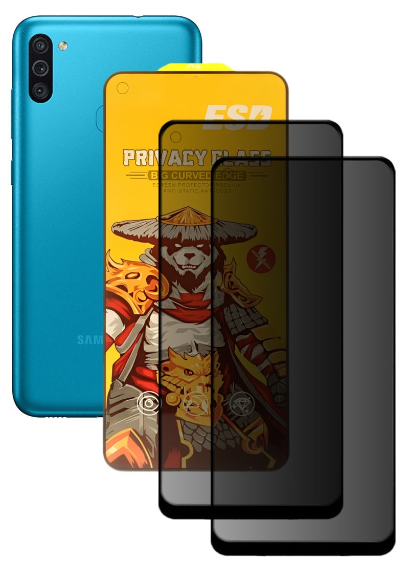 ESD 2 Pieces Tempered Dustproof Privacy Glass Screen Protector Compatible For Samsung Galaxy M11 - Image 1
