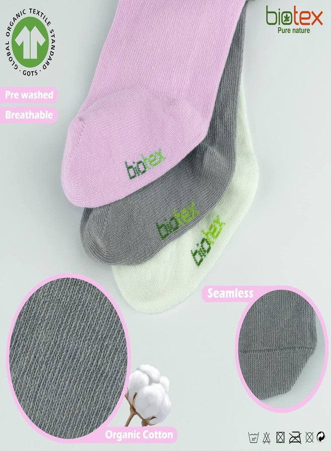 BIOTEX 3 Pairs Organic Cotton Baby Girl and Boy Tights for Winter, Seamless Newborn Leggings, Toddler Stockings, 0-18 Months - Image 3