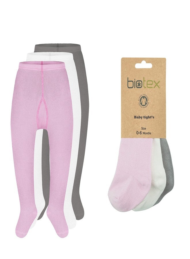 BIOTEX 3 Pairs Organic Cotton Baby Girl and Boy Tights for Winter, Seamless Newborn Leggings, Toddler Stockings, 0-18 Months - Image 1