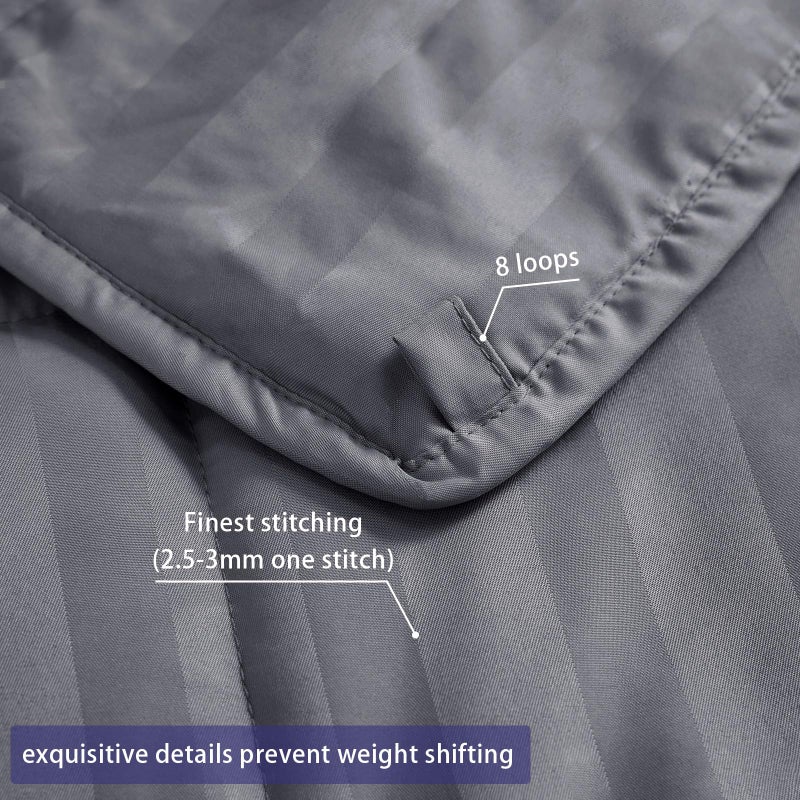 yescool Weighted Blanket for Adults (20 lbs, 60" x 80", Satin Grey Stripes) Heavy Blanket for Sleeping Perfect for 190-210 lbs, Queen Size Breathable Blanket with Premium Glass Bead, Machine Washable - Image 5