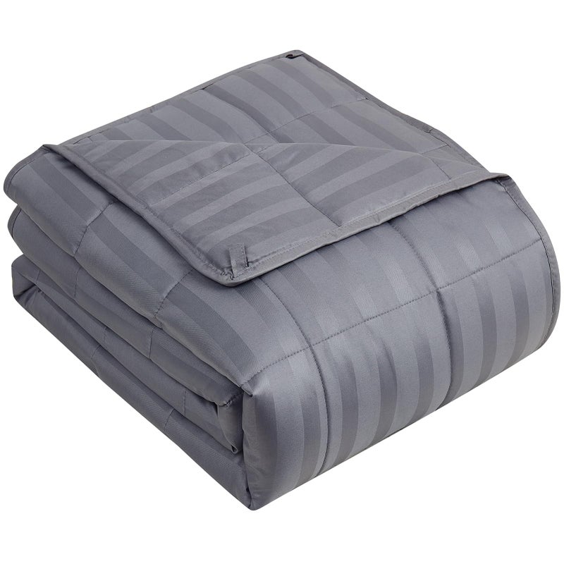 yescool Weighted Blanket for Adults (20 lbs, 60" x 80", Satin Grey Stripes) Heavy Blanket for Sleeping Perfect for 190-210 lbs, Queen Size Breathable Blanket with Premium Glass Bead, Machine Washable - Image 1