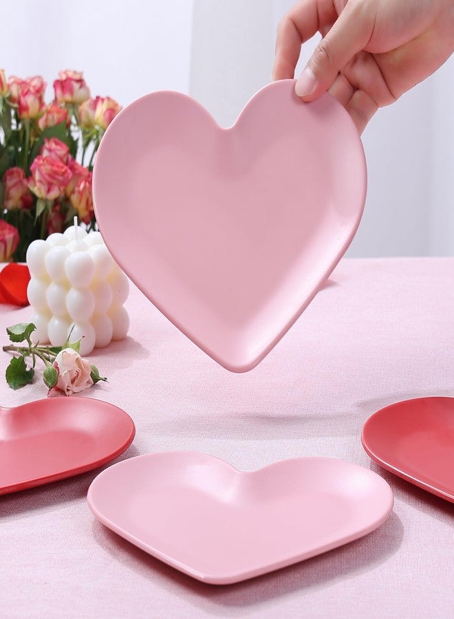Webbylee 8" Melamine Heart Shaped Dessert Plates Set of 4 - Valentine’s Day Pink & Red Appetizer Plates, Cute Tableware for Party, Anniversary, Wedding, Gift - Image 4