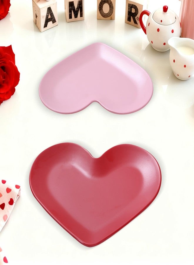 Webbylee 8" Melamine Heart Shaped Dessert Plates Set of 4 - Valentine’s Day Pink & Red Appetizer Plates, Cute Tableware for Party, Anniversary, Wedding, Gift - Image 5