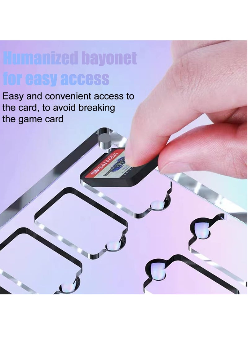 KASTWAVE Game Card Case for Nintendo Switch, 9 Slot Clear Acrylic Game Storage Case Crystal Magnetic Cassette Display Case for Card Protection Two-legged Stand Ornament - Image 2