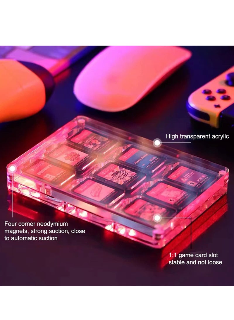 KASTWAVE Game Card Case for Nintendo Switch, 9 Slot Clear Acrylic Game Storage Case Crystal Magnetic Cassette Display Case for Card Protection Two-legged Stand Ornament - Image 3