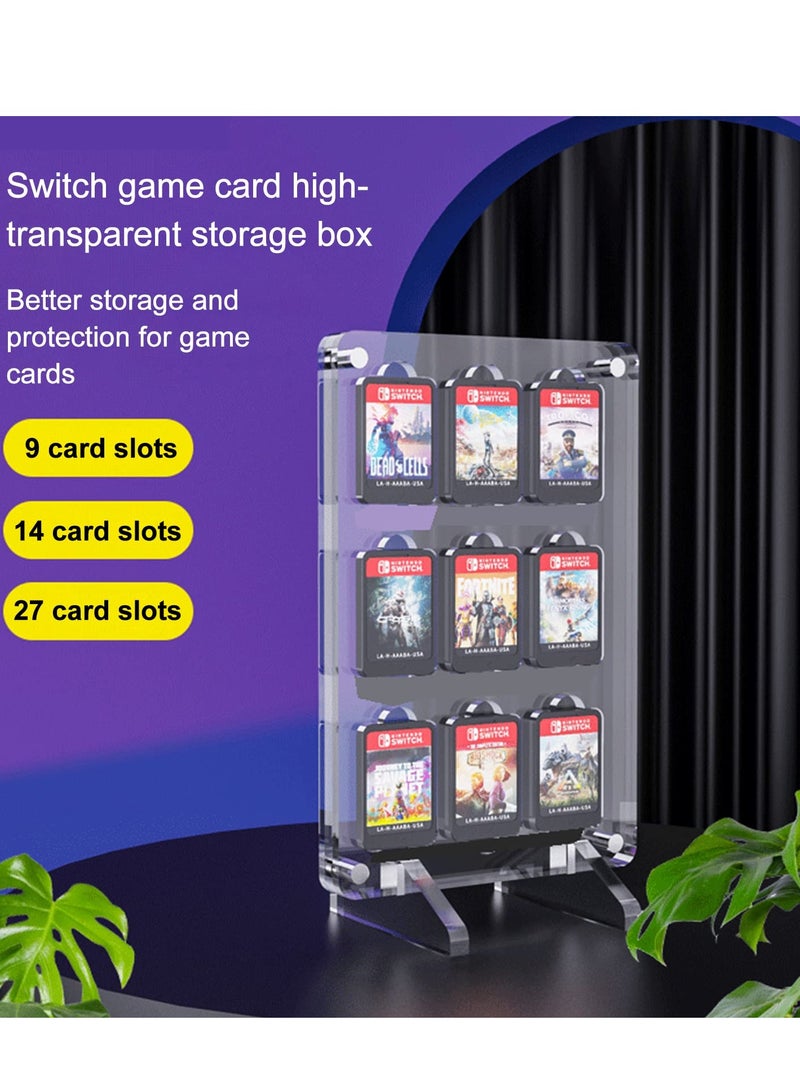 KASTWAVE Game Card Case for Nintendo Switch, 9 Slot Clear Acrylic Game Storage Case Crystal Magnetic Cassette Display Case for Card Protection Two-legged Stand Ornament - Image 4