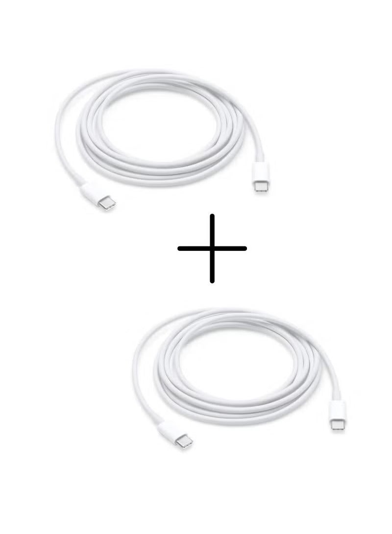 vesus 2 Pack of Power Flow USB C Cable 60W, USB-C to USB-C Cable 2 meter, USB C Charger Cable for iPhone 15, Mac Book Pro 2020, iPad Pro 2020, Switch, Samsung Galaxy S20 Plus S9 S8 Plus, Pixel, Laptops and lot more  - Image 1