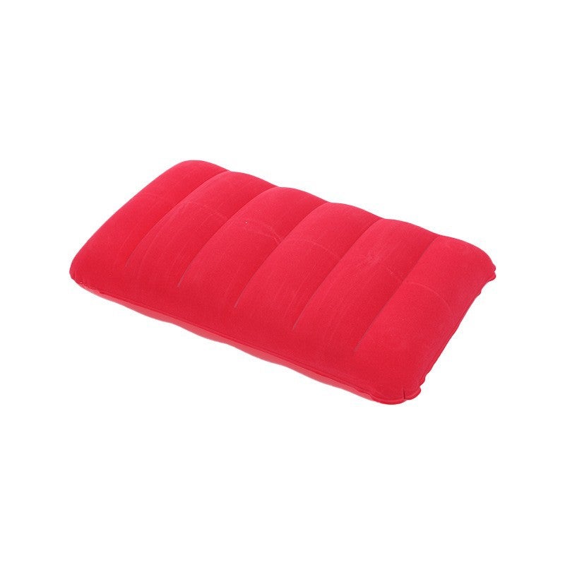 PVC Flocked Inflatable Nap Pillow for Camping Red 
