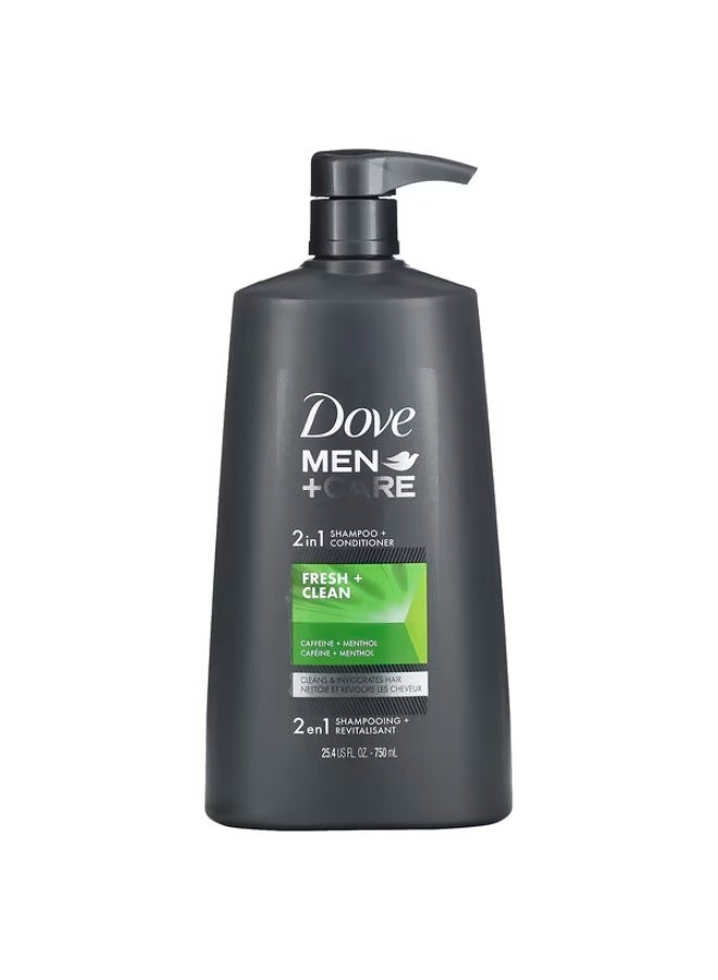 Dove, Men+Care, 2 in 1 Shampoo + Conditioner, Fresh & Clean, 25.4 fl oz (750 ml)
