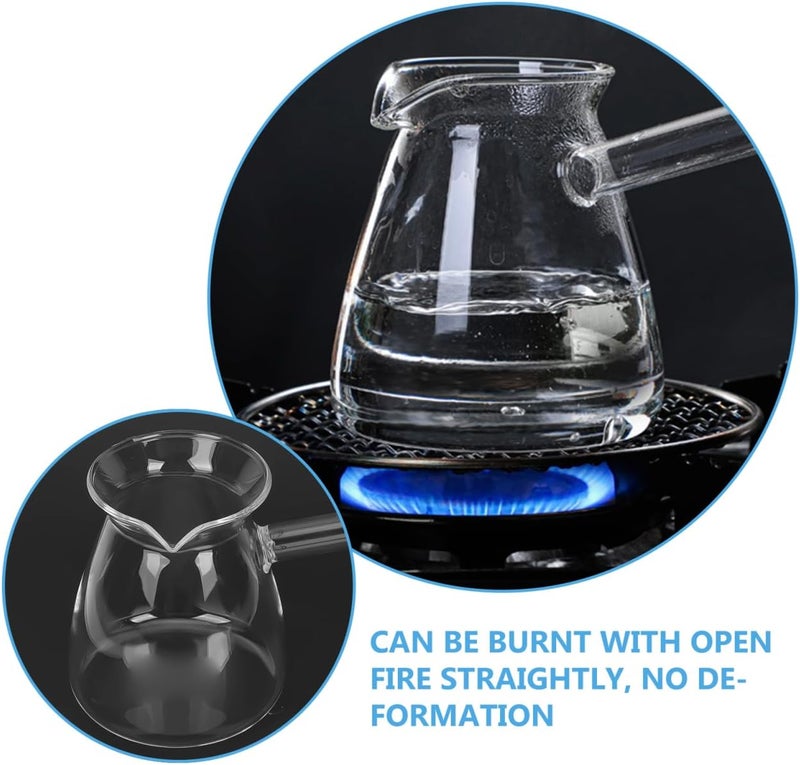 Luxshiny Side Handle Turkish Coffee Pot: Glass Boiling Pot for Coffee, Tea, Milk - Compact Design with V-Shaped Spout for Controlled Pouring - 450ml/15.22oz - Image 4