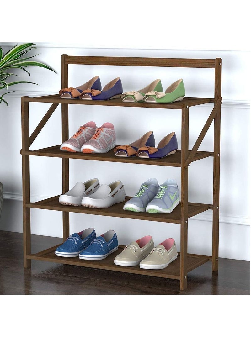 LINGWEI Bamboo Shoe Rack Wooden Foldable Shoe Shelf 70x60x23.8 - Image 2