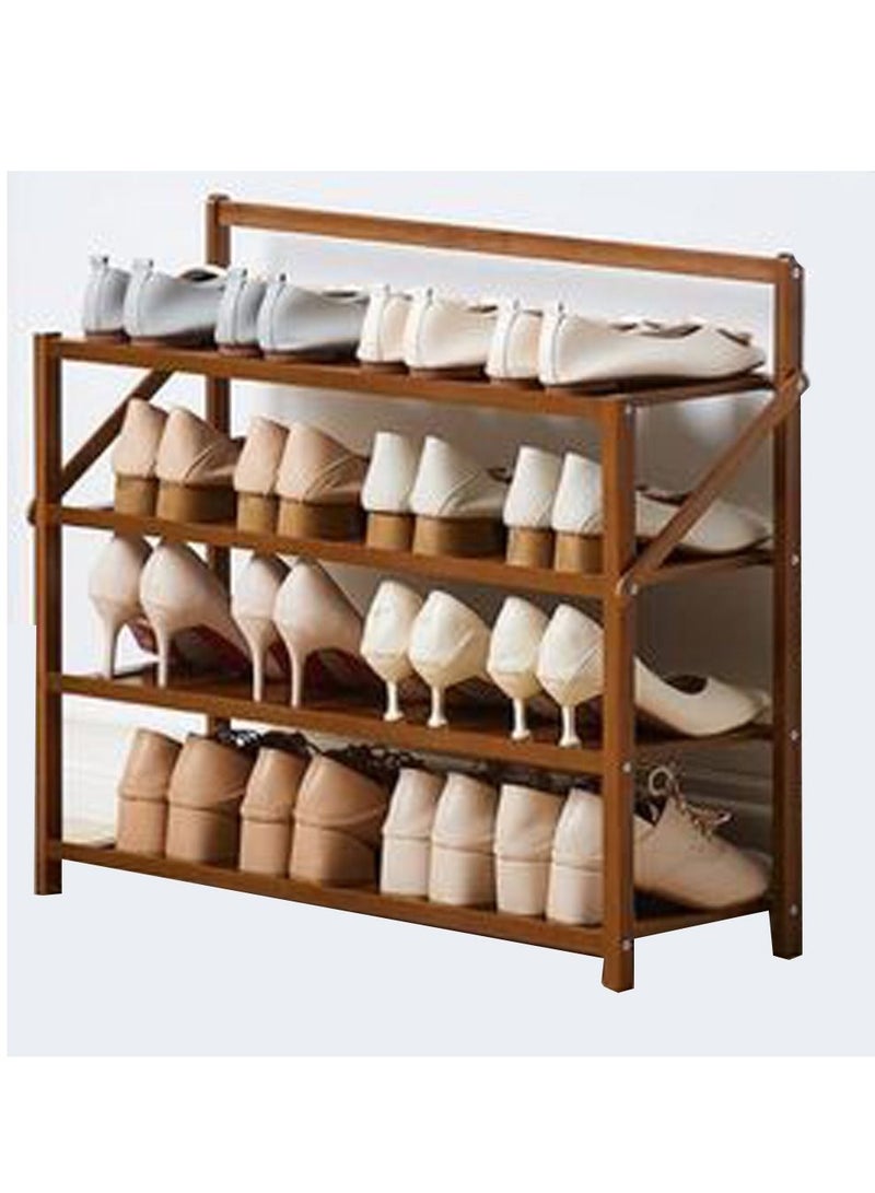 LINGWEI Bamboo Shoe Rack Wooden Foldable Shoe Shelf 70x60x23.8 - Image 1