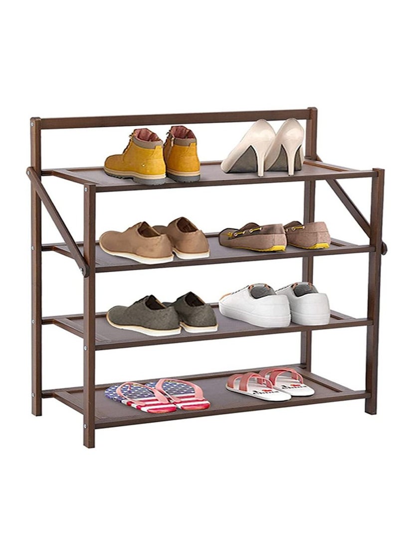 LINGWEI Bamboo Shoe Rack Wooden Foldable Shoe Shelf 70x60x23.8 - Image 3