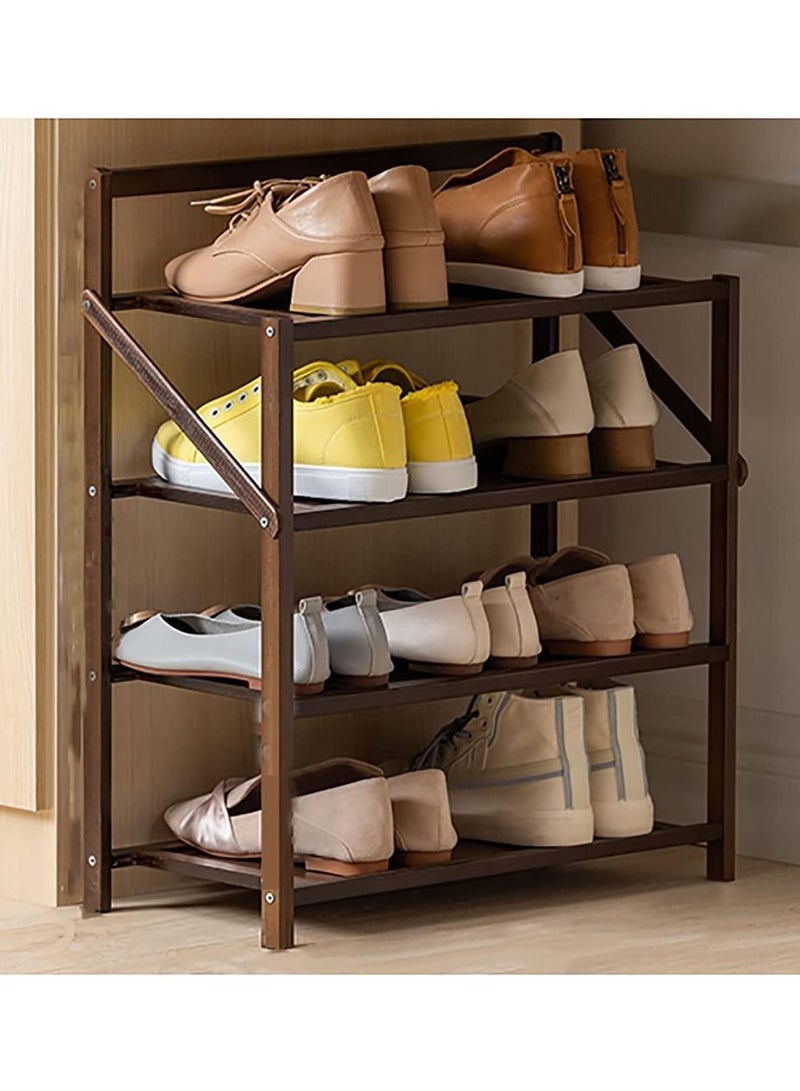LINGWEI Bamboo Shoe Rack Wooden Foldable Shoe Shelf 70x60x23.8 - Image 4