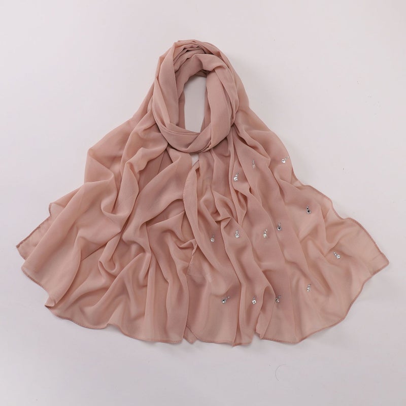 Elegant Chiffon Pearl Hijab Scarf 51# Lotus color 