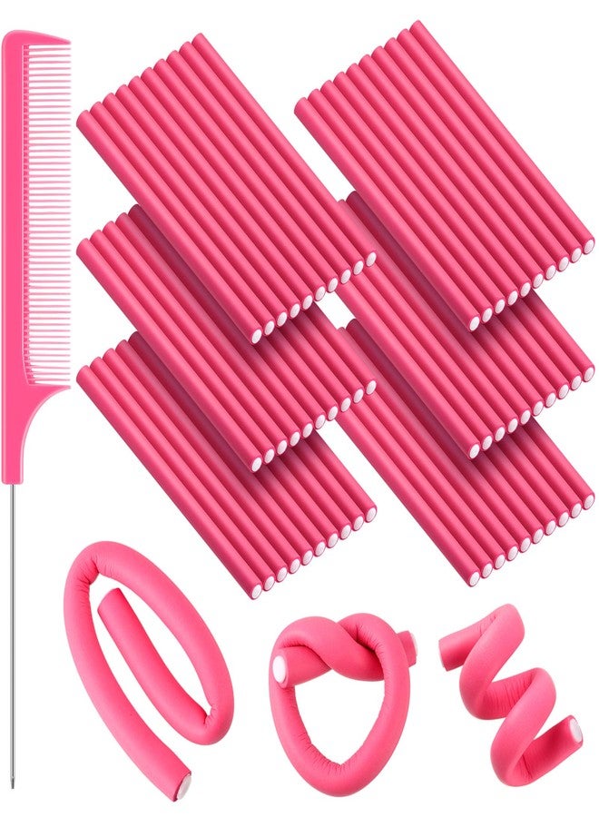 WILLBOND 60 Pieces Flexible Curling Rods Hair Curlers Rollers Twist Flexi No Heat Rods Rollers for Long Short Hair Women(0.3 x 7 Inch,Pink) - Image 1