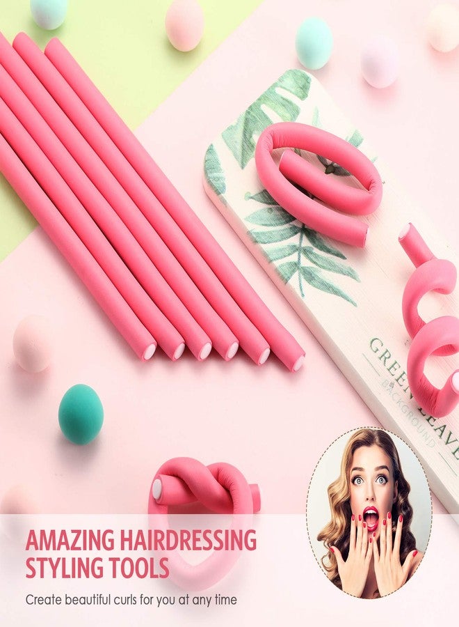 WILLBOND 60 Pieces Flexible Curling Rods Hair Curlers Rollers Twist Flexi No Heat Rods Rollers for Long Short Hair Women(0.3 x 7 Inch,Pink) - Image 5