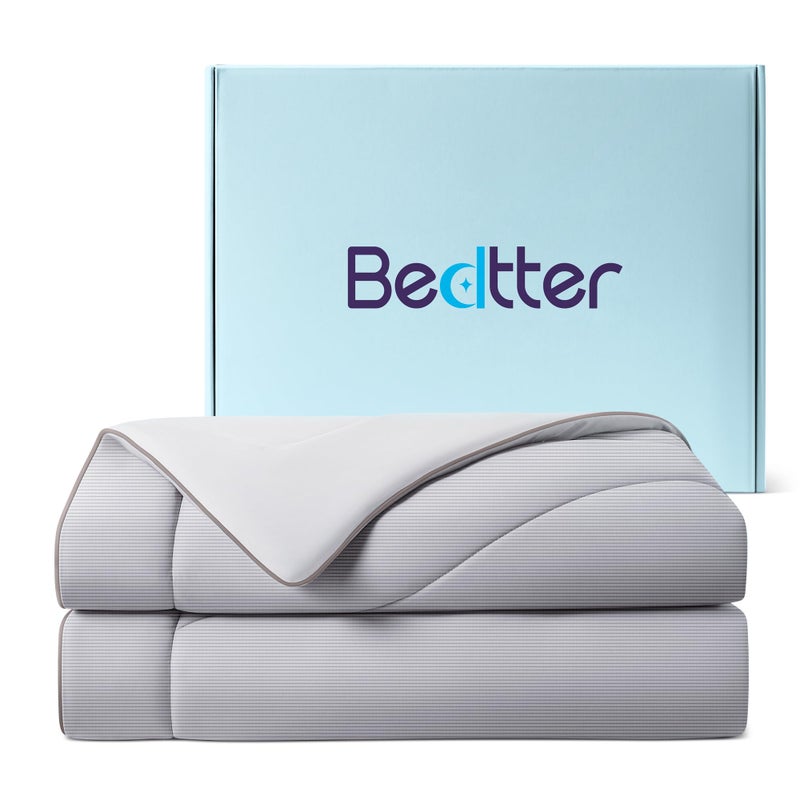 Bedtter King/Cali King Cooling Comforter, Blanket for Hot Sleepers, All Season Bedding to Keep Cool for Night Sweats, Breathable Lightweight Upgraded Cold Blanket, 106x90 Inches, Grey - Image 1