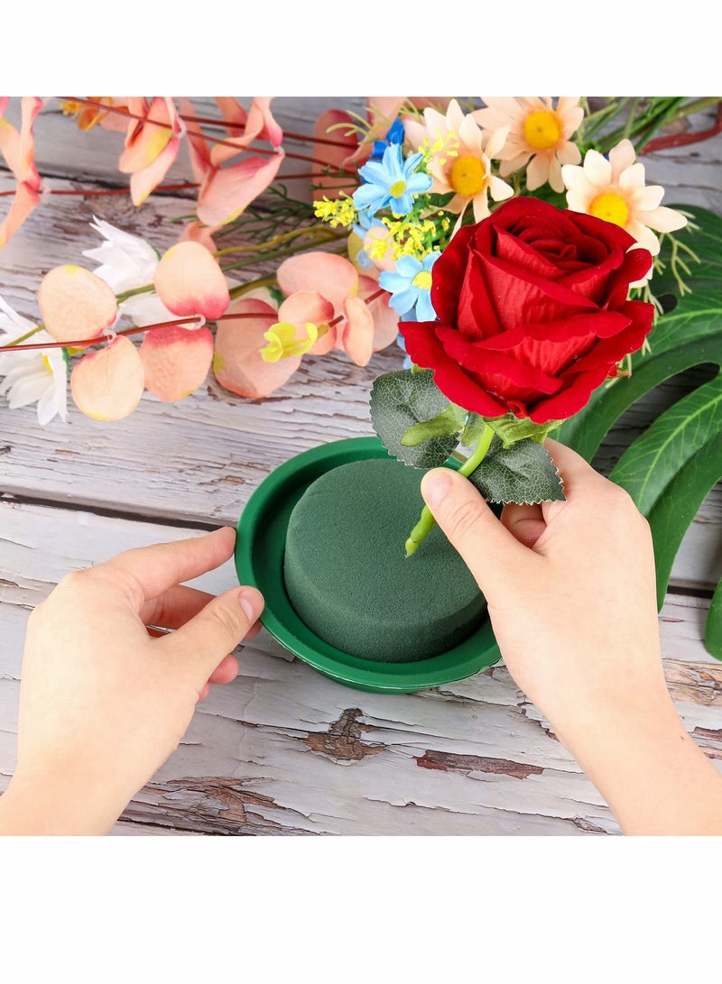 DIY Flower Arrangement Kit with Green Round Wet Floral Foam Blocks for Fresh and Artificial Flowers, Perfect for Wedding Aisle Decor, Birthday Parties, and Special Events - 8 Packs.  - Image 3