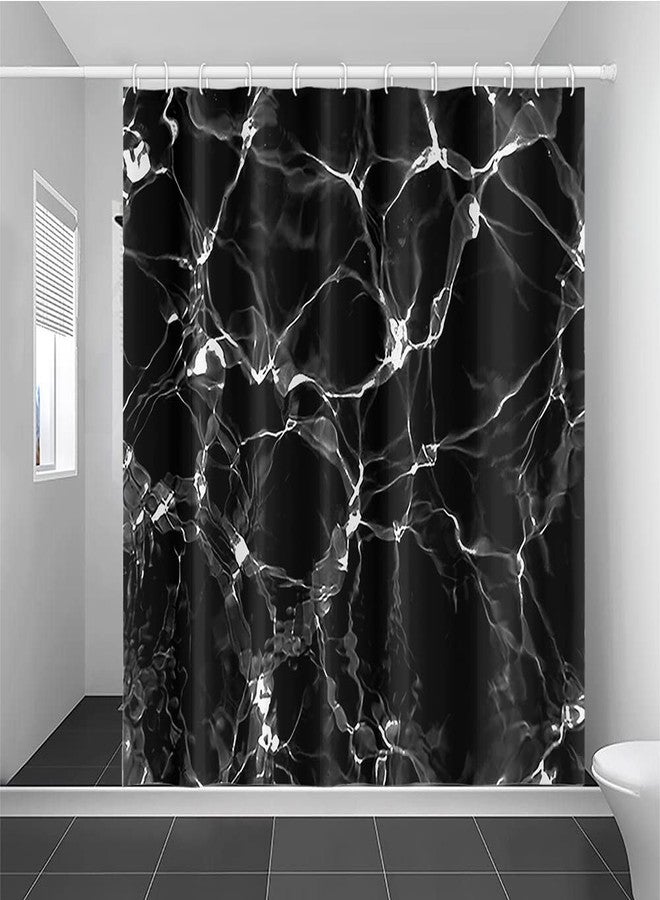 Uiiooazy Black Shower Curtain, Black Marble with White Lines Crack Waterproof Bathtub RV Decoration for Bathroom Abstract Modern Luxury Polyester Fabric Shower Curtains with Hooks 72x72 inches - Image 1