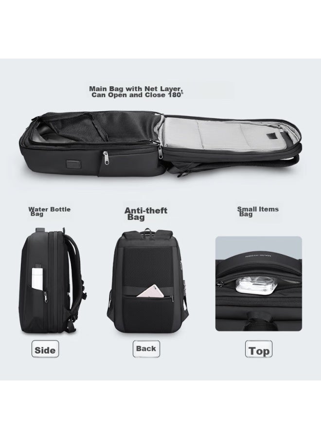 Mark Ryden Backpack For Men, Double Shoulder Bag, 15.6-inch Gaming Laptop Bag, Motorcycle Travel Bag, Schoolbag Mr9405 Elegant Black Expandable Model - Image 4