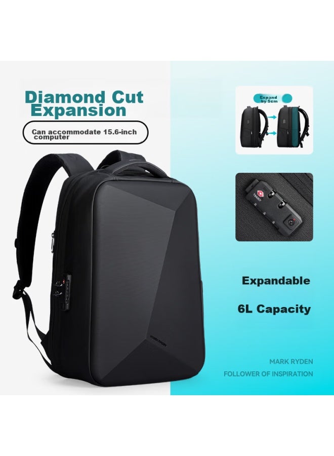 Mark Ryden Backpack For Men, Double Shoulder Bag, 15.6-inch Gaming Laptop Bag, Motorcycle Travel Bag, Schoolbag Mr9405 Elegant Black Expandable Model - Image 1