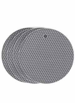 Excefore 4 Pcs Extra Thick Silicone Pot Coaster Trivet Mats,Heatproof Pot Holder and Hot Pads,Non Slip Durable Flexible Table Mats Round Honeycomb Multipurpose Kitchen Heat Resistant Mat  - Image 1