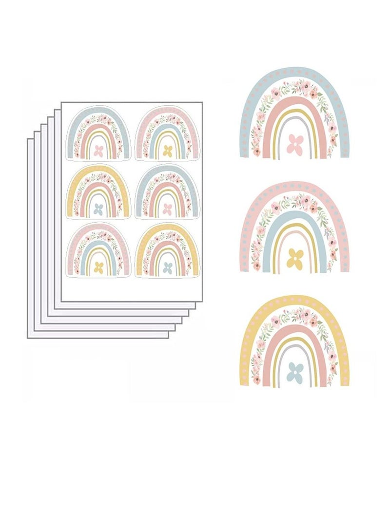 Flower Mini Rainbow Bohemian Decal, Room Decoration DIY Stickers Children's Baby PVC Wall Stickers Waterproof and Stick Rainbow Mural Stickers Vinyl Kids Wall Decor Art (6 Pieces) - Image 1