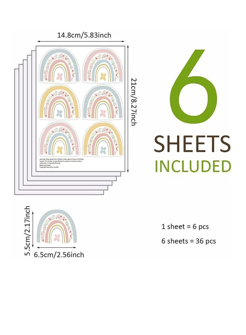 Flower Mini Rainbow Bohemian Decal, Room Decoration DIY Stickers Children's Baby PVC Wall Stickers Waterproof and Stick Rainbow Mural Stickers Vinyl Kids Wall Decor Art (6 Pieces) - Image 5