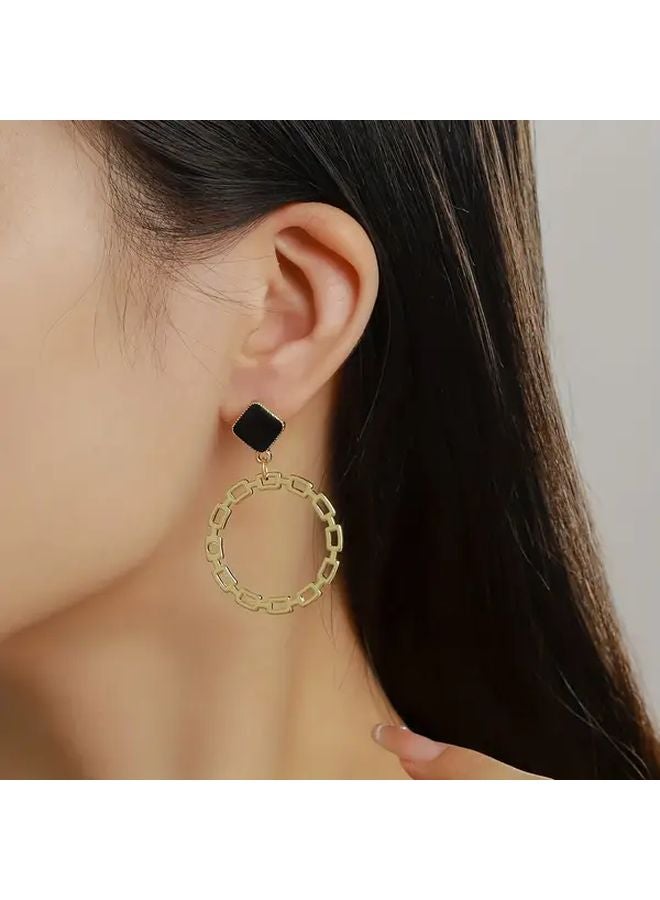 Simple Black Square Stud Earrings 10pcs DIY Jewelry Making Essentials - Image 2