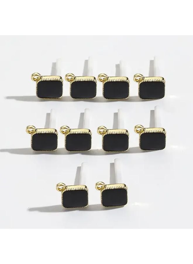 Simple Black Square Stud Earrings 10pcs DIY Jewelry Making Essentials - Image 3