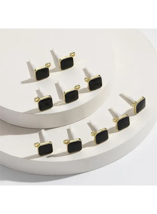 Simple Black Square Stud Earrings 10pcs DIY Jewelry Making Essentials - Image 1