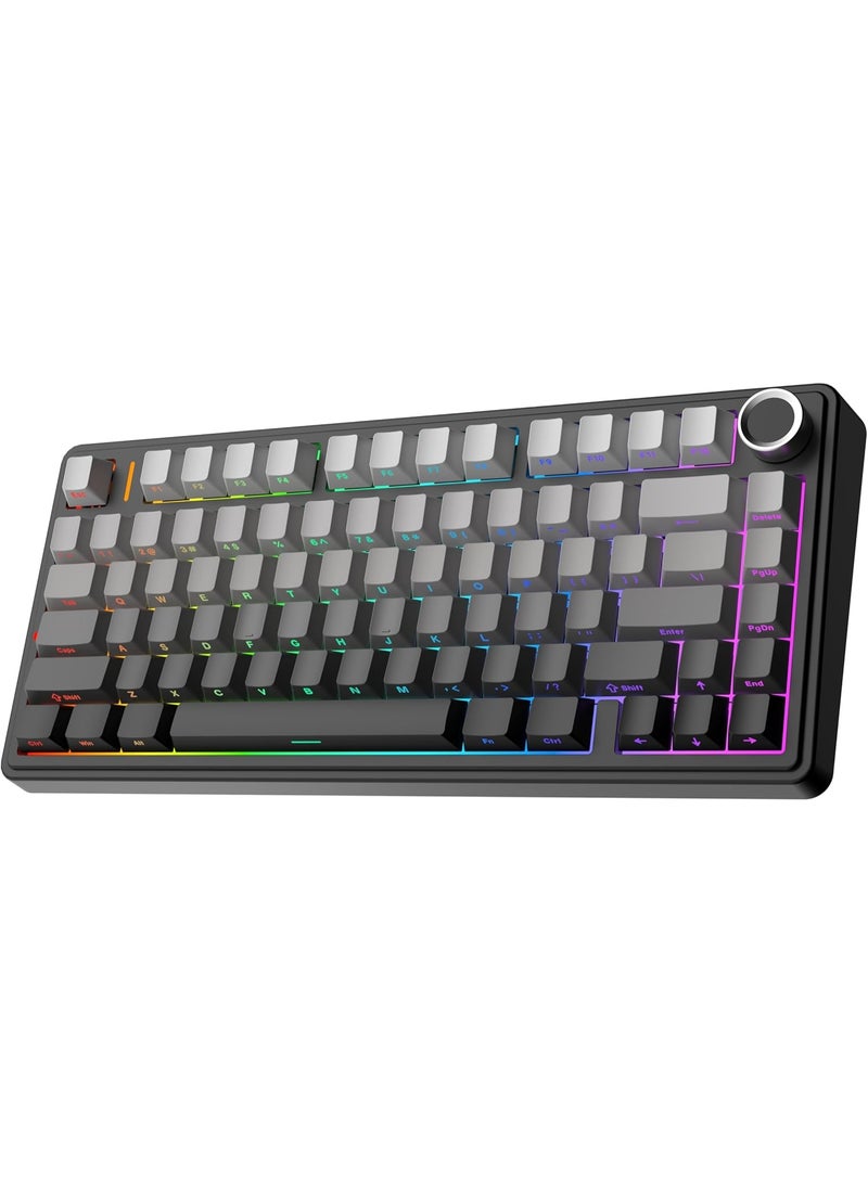 AULA F75 Gaming Keyboard: Mechanical, 75% Hot-Switch, Five-Layer Padding, Bluetooth/Wireless/USB-C Keys, RGB Backlighting, Black, Lyopic Reaper Switches - Image 1