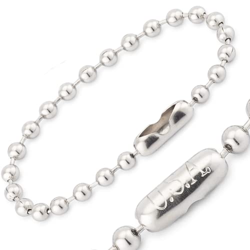 WAXAW 4.5” Beaded Ball Keychains (100 Pack) Stainless Steel (SS) Bead Size #6 Tag Chains USA Made - Image 1