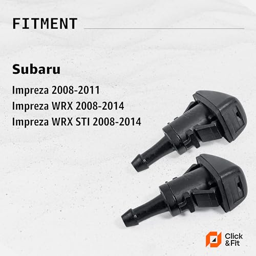 Click&Fit ClickFit Windshield Washer Nozzles compatible with Subaru Impreza from 2008 to 2014 WRX STI 2pcs Wiper washer sprayers replases 86636FG051 86636FG050 Black - Image 3