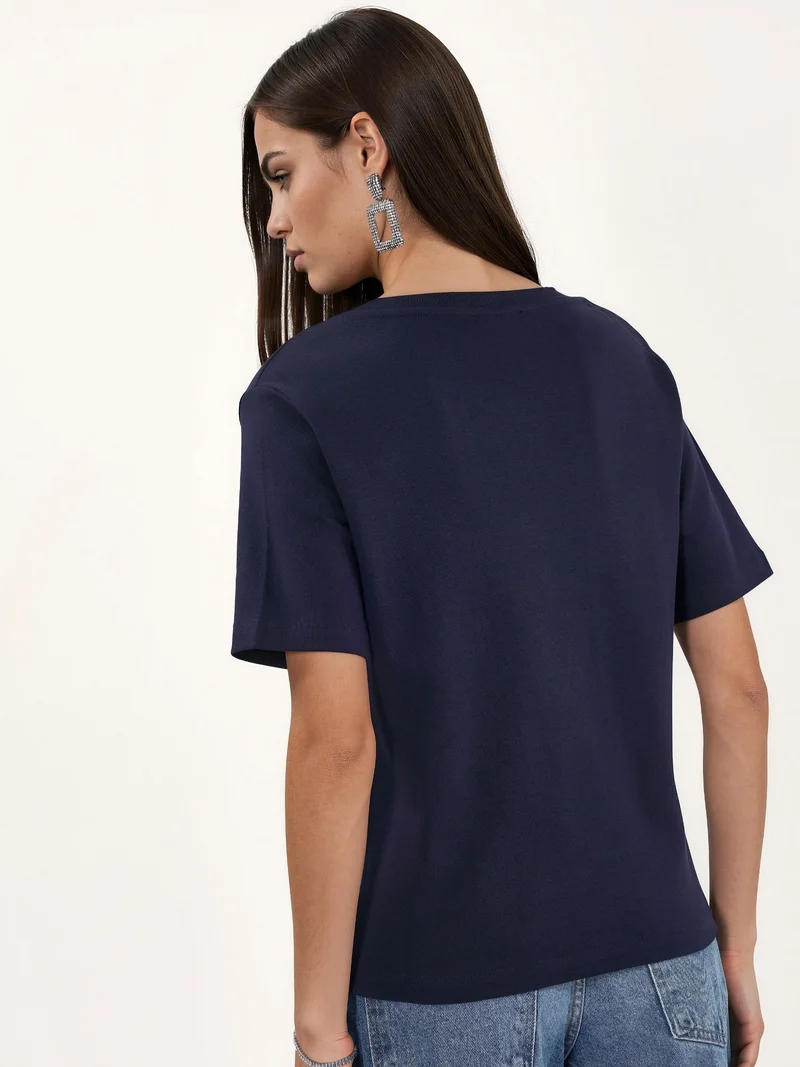 بوسيم BUSEM V-Neck Solid Regular Fit Cotton T-Shirt