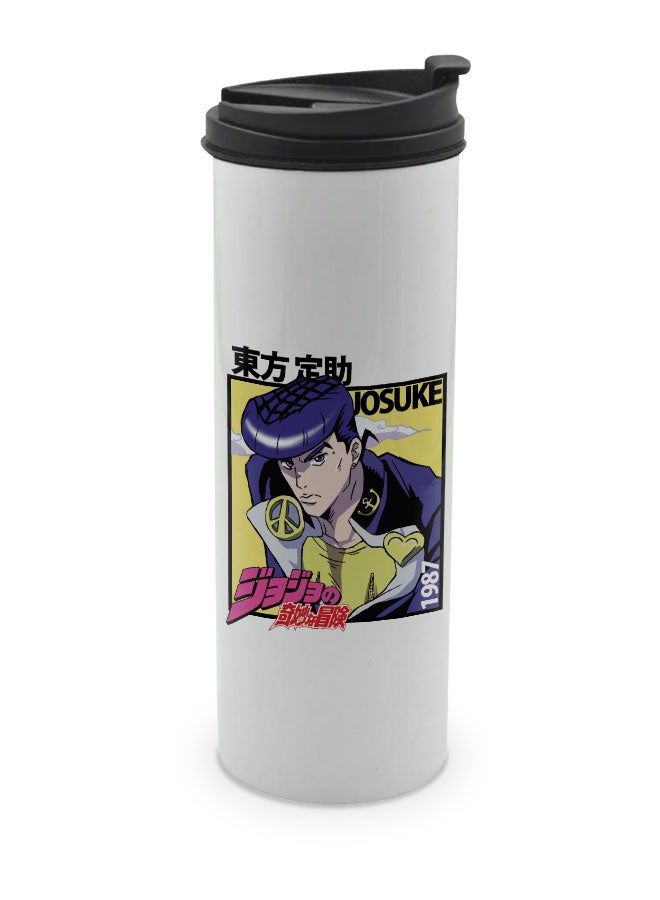 LIT JoJo's Bizarre Adventure White Tumbler for Hot Drinks JoJo's Bizarre Adventure White Tumbler Josuke Higashikata Travel Coffee Tumbler Gappy retrograde amnesia-Anime - Image 1