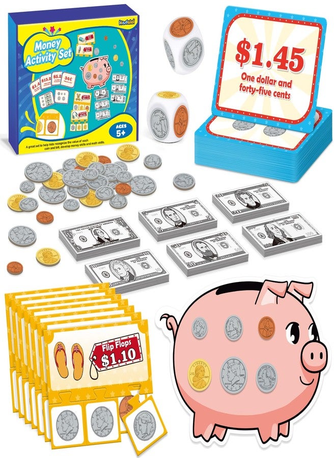 Kasfalci Money Activity Set for Kids for Learning, Pretend Play, Math Manipulatives,Teaching,Counting,Learning & Education Toys for Kindergartner Classroom & Homeschool,Math Games for Toddler, Teacher - Image 1
