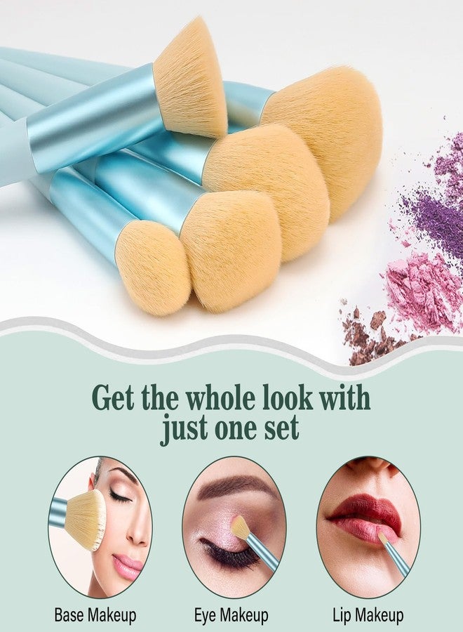 LUXBRU Makeup Brushes 20PCs Makeup Brush Set with Foundation Eyebrow Blending Concealer Blush Eyeshadow Contour Lash Powder Brush, Travel Make Up Brush Kit with Case & 2 Powder Puff - Baby Blue - Image 4